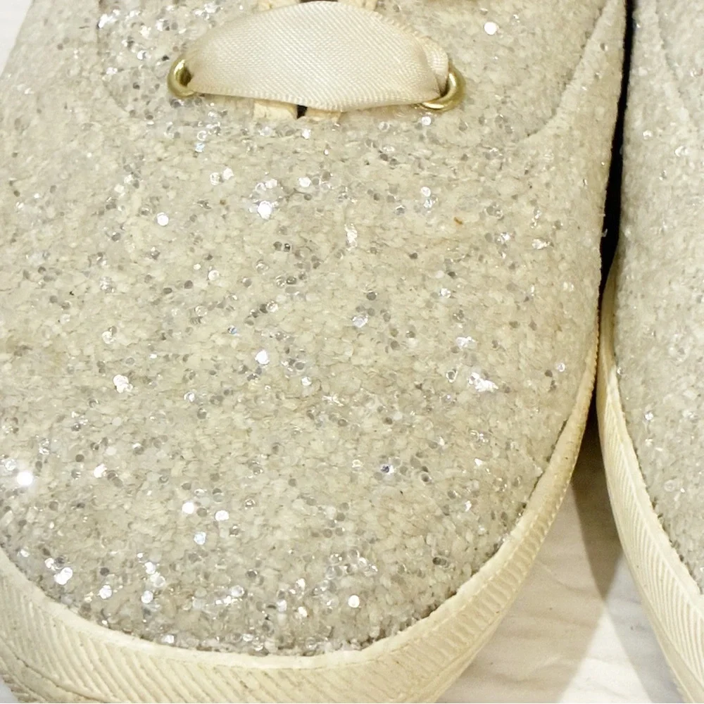 Kate Spade‎ Size 11 White Glitter Sparkle Wedding Low Top Sneaker